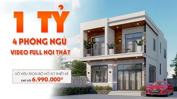 Mẫu nhà 2 tầng mặt tiền 8m, 4 phòng ngủ hiện đại | Siêu Thị Bản Vẽ
