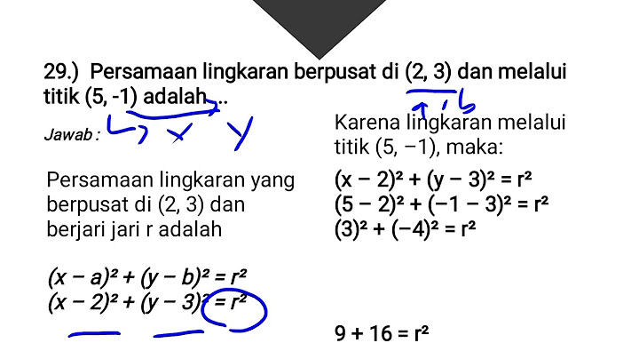 Persamaan lingkaran yang berpusat di (2, 3) dan melalui titik (5)