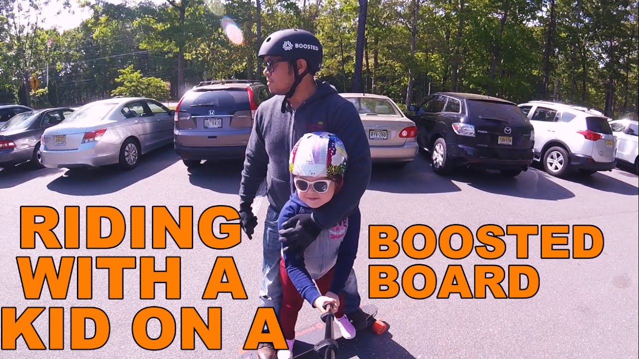 Riding with a kid on a Boosted Board - YouTube