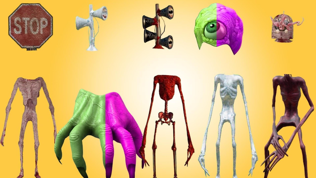 WRONG HEADS, STOP, SIREN HEAD SNOW, SIREN HEAD BLOOD, MONSTER EYE, SIREN HEAD AMONG US IMPOSTER