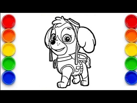 Drawing and colouring Paw patrol characters Skye Paw | Paw patrol Skye