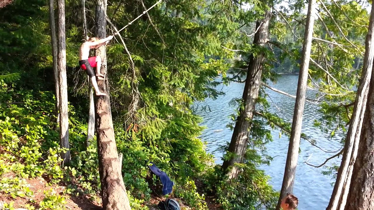 Hotel Lake Rope Swing R's 1st from High up eventually! YouTube