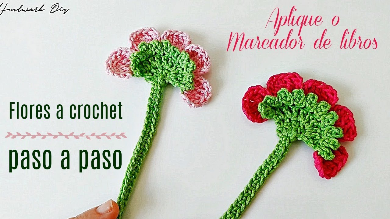 Cómo tejer flore a crochet para marcador de libros o aplique para otros proyectos