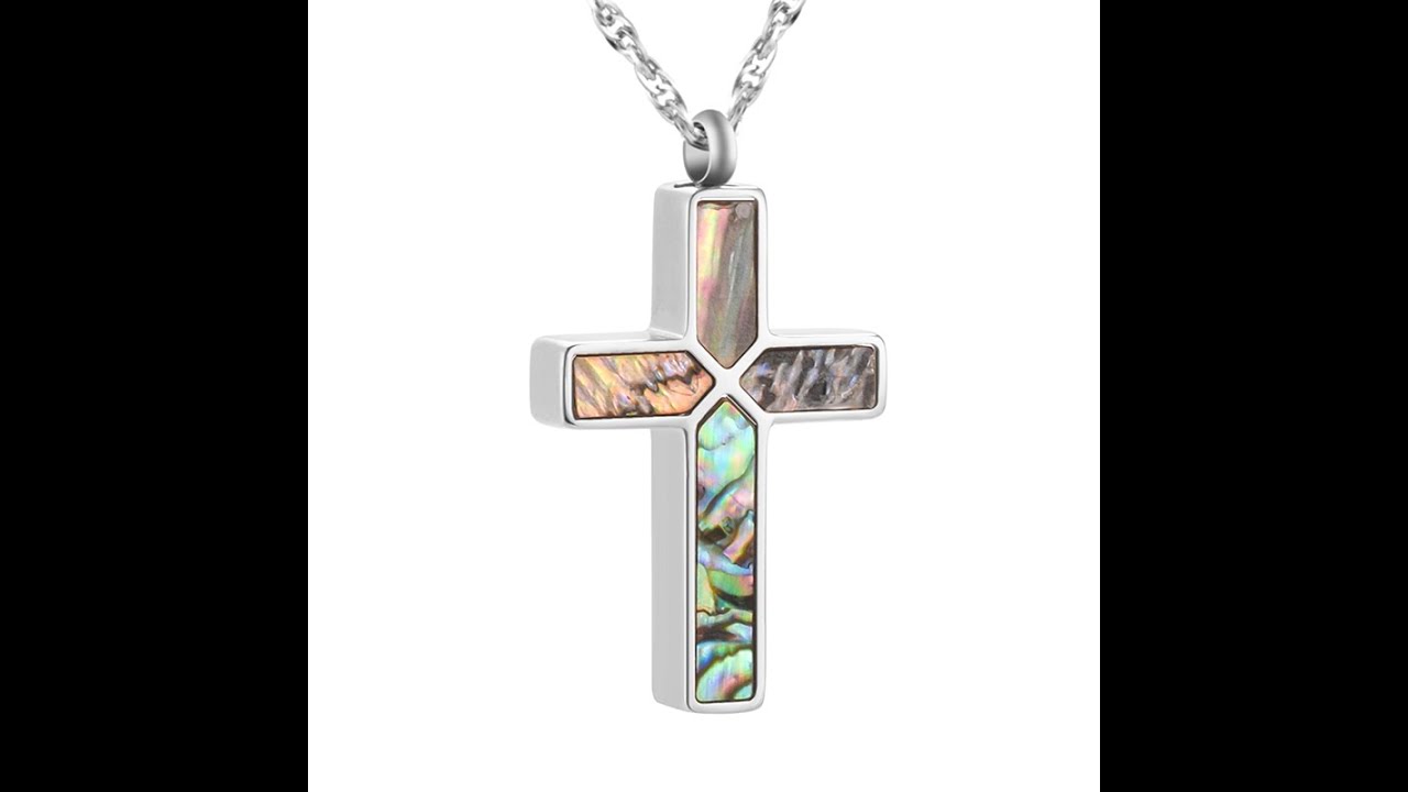 Art Cross Cremation Pendant Necklace