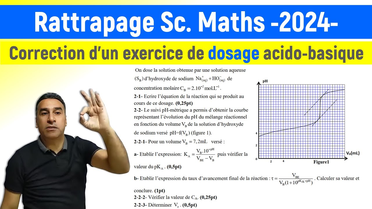Correction d’un exercice de dosage acido-basique - Rattrapage Sc. Maths -2024-