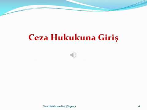 Ceza Hukuku Genel Hükümler, Sesli Kitap 1