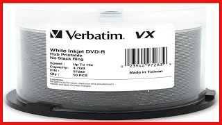 Verbatim DVD R 4 7GB 16X VX White Inkjet Printable, Hub Printable   50pk Spindle, Shiny Silver