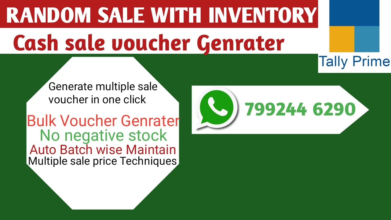 Tally TDL | Random sale With Inventory | Auto Cash Sale entry | Genrate Cash Sale voucher