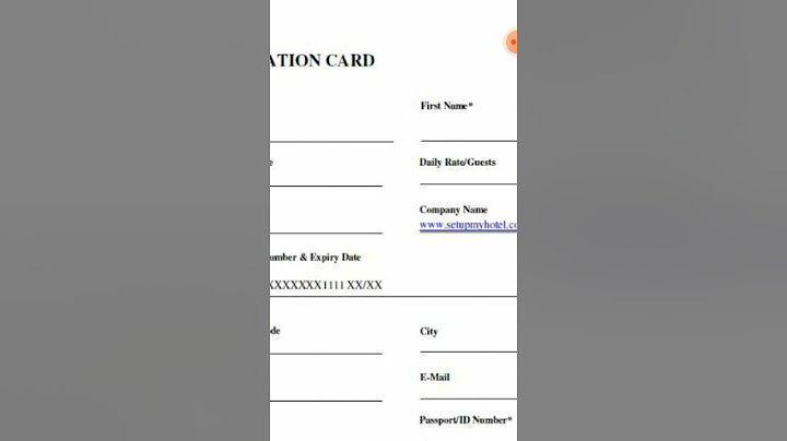 ตัวอย่าง registration card hotel