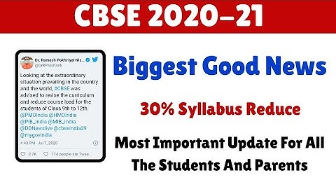 CBSE Board 2020-21 | 30% Syllabus Reduce for New Session | Biggest Update from MHRD | CBSE 2020