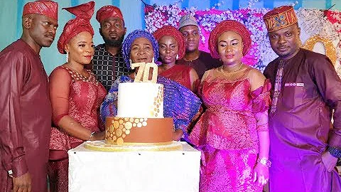 Kunle Afod, Family &Friends Step Out To Snap And Cut Cake With Their Mother On Her 70th Birthday
