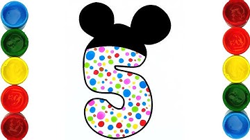 Glitter Number |  FIVE coloring pages Learn Colors | Learn numbers for kids