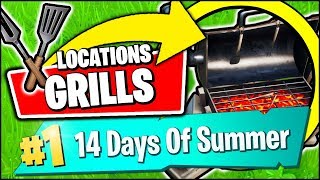 DESTROY GRILLS WITH THE LOW N' SLOW HARVESTING TOOL *LOCATIONS* (Fortnite 14 Days of Summer REWARDS)