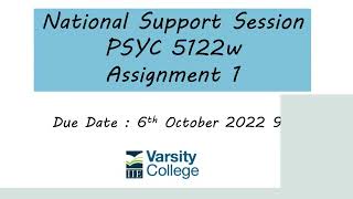 PSYC5122W National Support Session Assignment 1 Recording