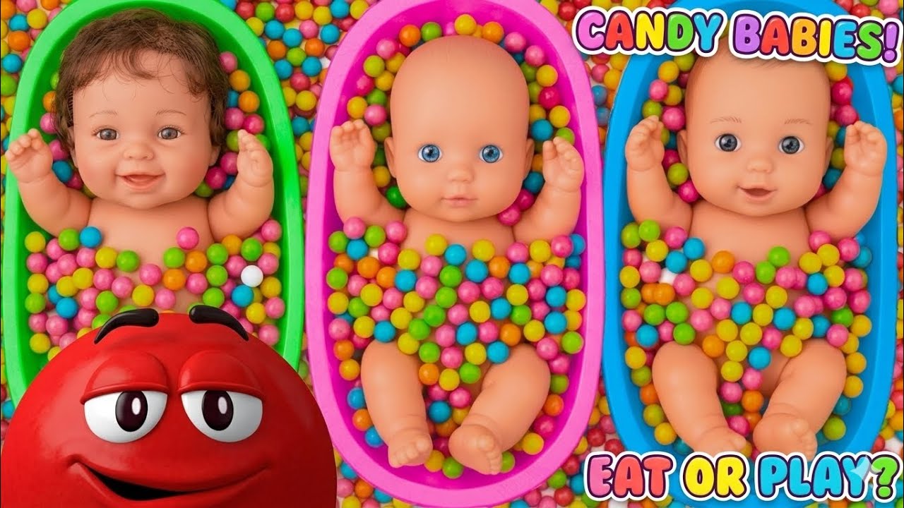 Bathtubs Satisfying Video | Mixing Funny Candy ASMR & Make Up in 3 Bathtubs with Magic M&M's Slime