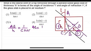 JEE MAIN 2025(23jan shift1)What is the lateral shift of a ray refracted through a parallel-sided gla