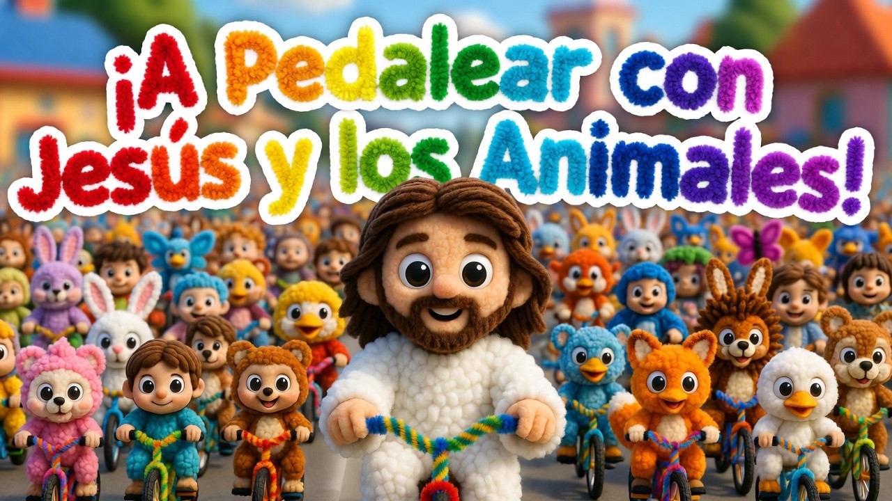 🚲 ¡A Pedalear con Jesús y los Animales! Canciones Infantiles Cristianas Alegres (11 Min)