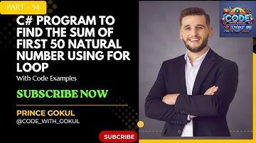Find Sum of First 50 Natural Numbers Using For Loop || C# #sbo #sbotvm #workfromhome #csharptutorial