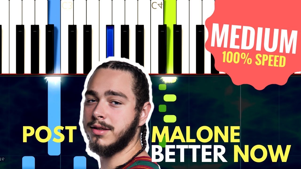 POST MALONE - BETTER NOW (PIANO TUTORIAL) MEDIUM