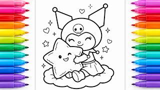 Kuromi Coloring Page Transformation Cute Character Coloring Art