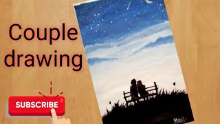 22 July 2020 #mohitmishraarts Couple drawing at night looking the Moon 😍😍