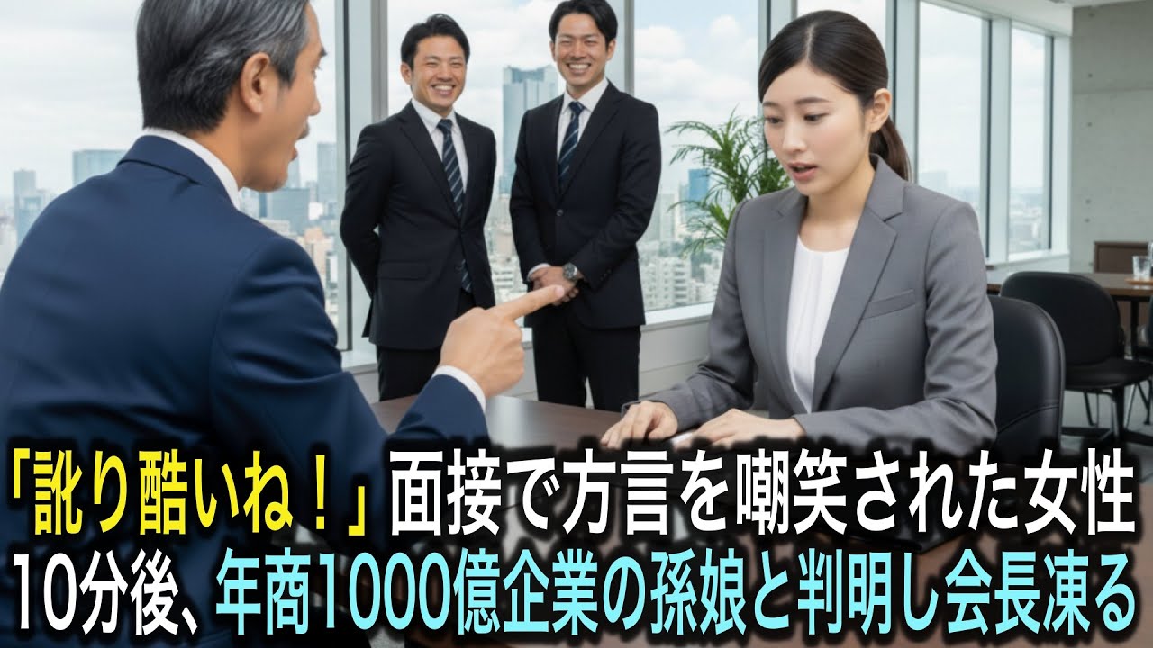 面接官に方言を嘲笑され不採用になった女性——10分後、　年商1000億の大企業会長の孫娘と知り全員青ざめました