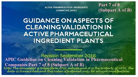 Basics of Cleaning Validation!  Part 7 of 8 A