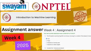 NPTEL Introduction to Machine Learning Week 4 Assignment 4 Answers Solution Quiz|2025 Jan|#nptel