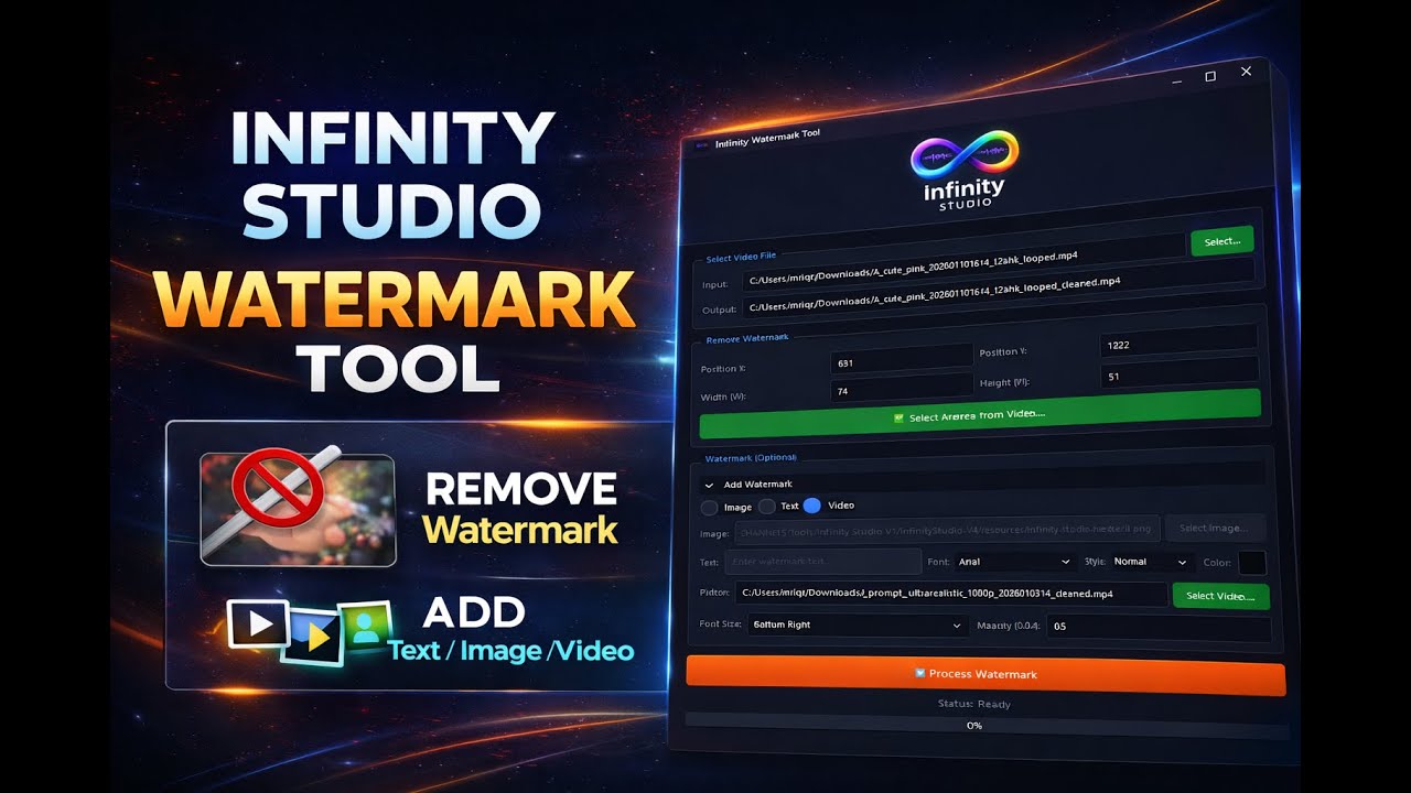Infinity Studio - Watermark Tool | Hapus Watermark | Tambah Watermark Teks / Gambar / Video