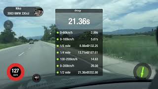 Stage 2 BMW E46 330d 330cd M57N 204hp acceleration 0-100km/h 1/4 mile 402 meters  Dragy stage2