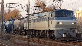 【遅延の8764レ】JR貨物 EF66 125号機+タキ16B+コキ1B 吹A16仕業[8764レ] 東京タ行 小田第五踏切通過！