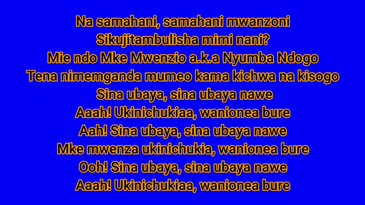 ZUCHU NYUMBA NDOGO LYRICS YouTube