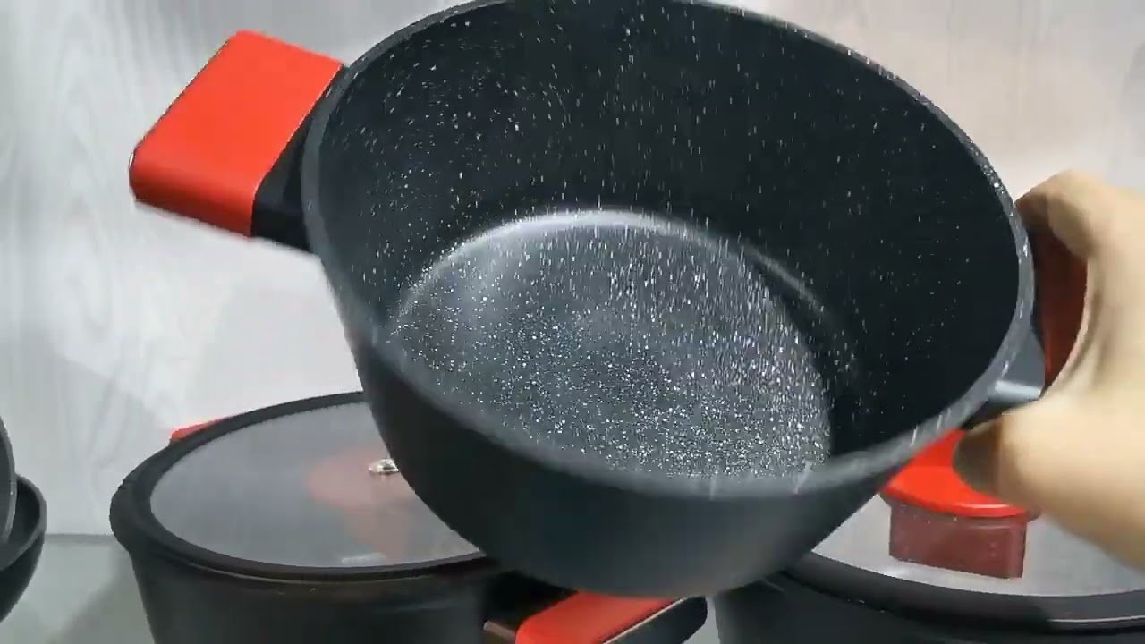 Новая большая алюминиевая индукционная кастрюля для лапши с антипригарным мраморным покрытием и с...