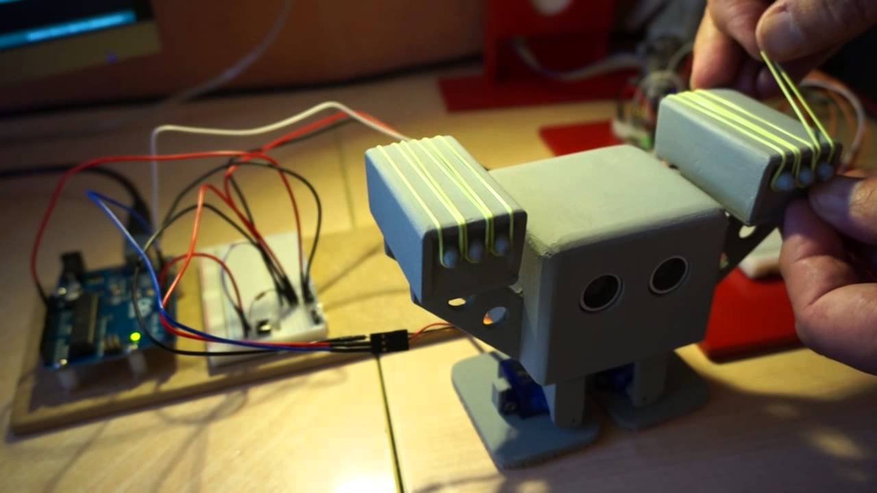 Bob biped robot with loom band rocket launchers - YouTube