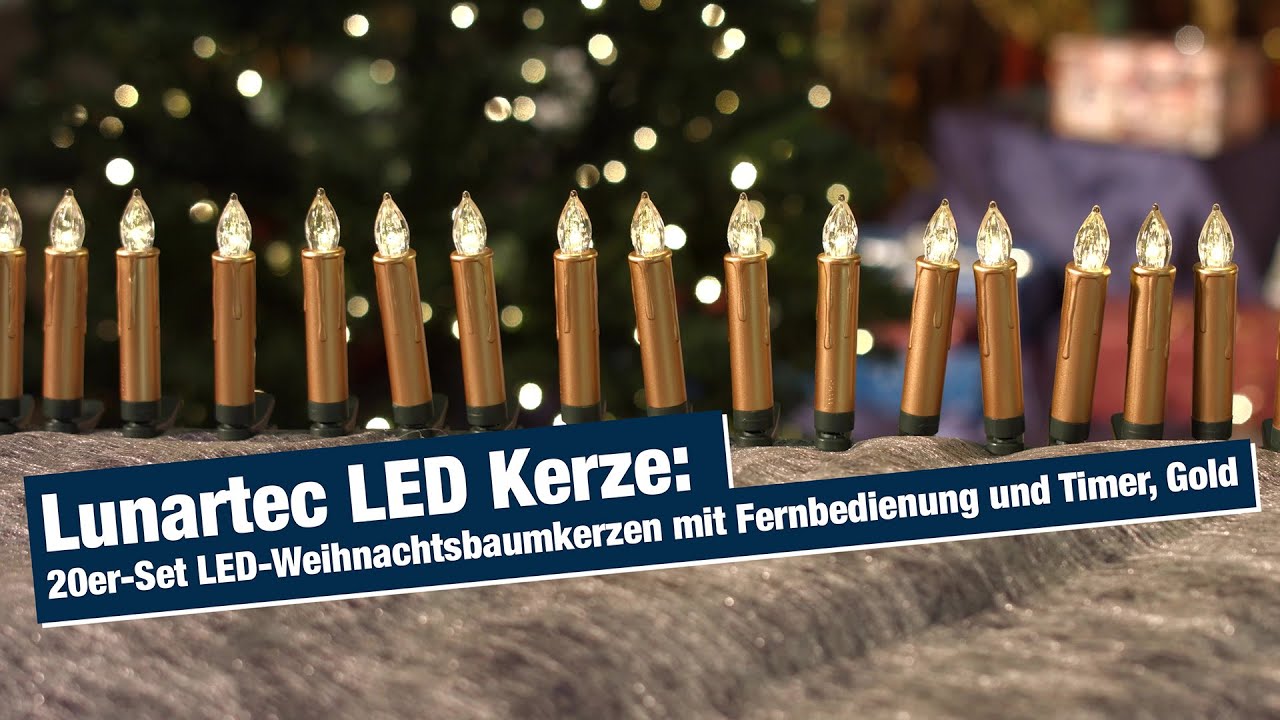Lunartec LED Weihnachtsbaumkerzen – 10er Set Mit IR-Fernbedienung, Timer, Flacker- & Dauerlicht, Warmweiß