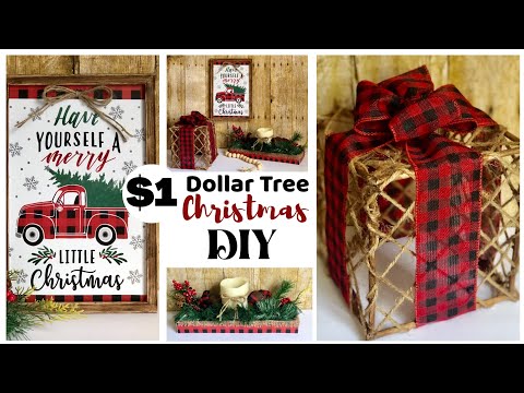 3 DIY DOLLAR TREE • WALMART • BUFFALO CHECK FARMHOUSE CHRISTMAS