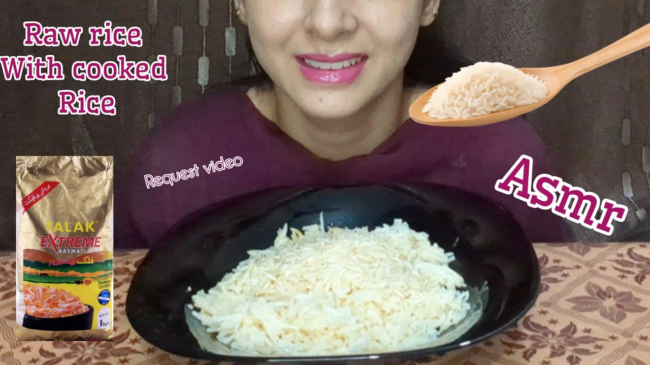 ASMR RAW RICE EATING | With | COOKED RICE || REQUEST VIDEO ...