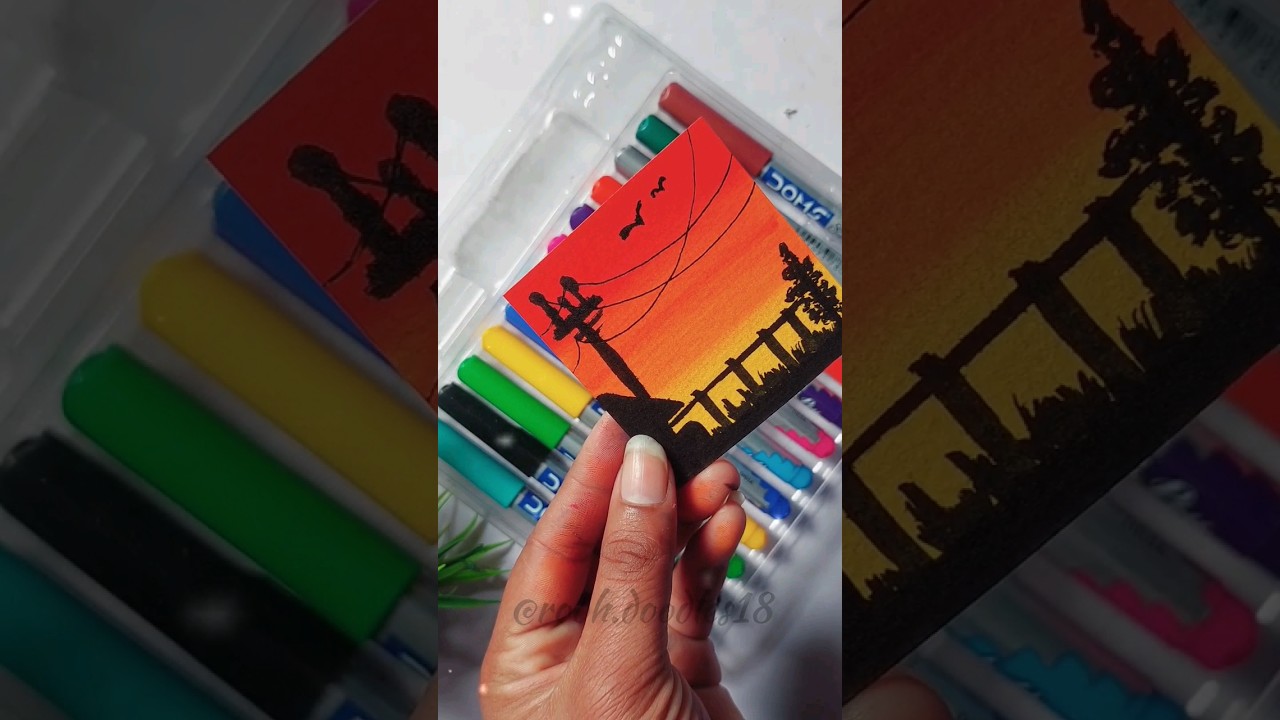 Mini Canvas Painting Tutorial | Doms Brush Pens | 