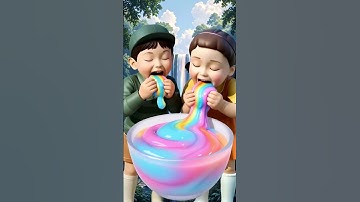 Squid Game eating colorful gummies edible slime ASMR #asmrRainbow #squidgame #squidgame2 #ai