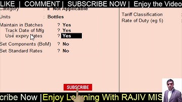MFG & EXPIRY DATE in Tally ERP9 | Tally Chapter 22