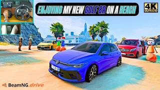 Golf 8R Beach Convoy! 🌊🔥 Enjoying My New Car & Party Night | BeamNG.drive | Logitech G29 screenshot 4