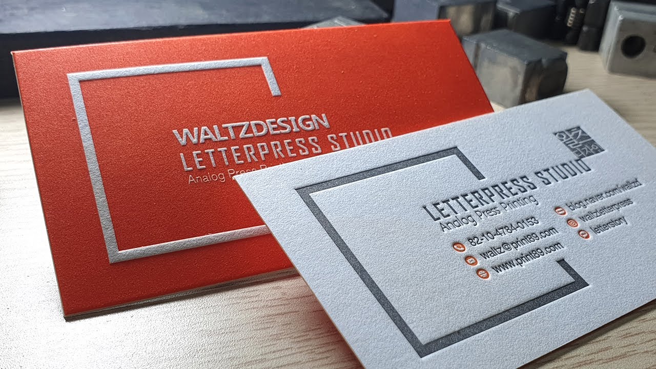 Letterpress Background Printing, Duplexing And Die Cutting Business Cards.레터프레스 고급 합지 명함 만들기.