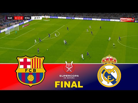 برشلونة  ريال مدريد نهائي كأس السوبر الإسباني 2026 الكلاسيكو محاكاة لعبة بيس 21