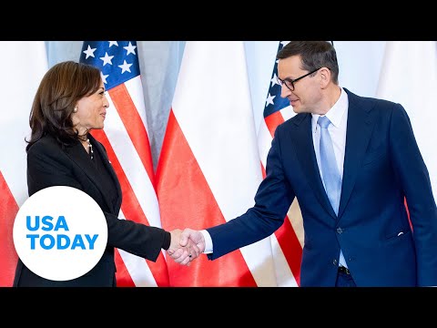 Harris meets with Polish president amid Russia's war on Ukraine | USA TODAY