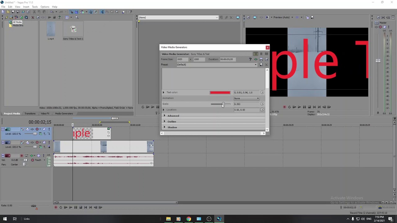 Как наложить текст на видео в Sony Vegas