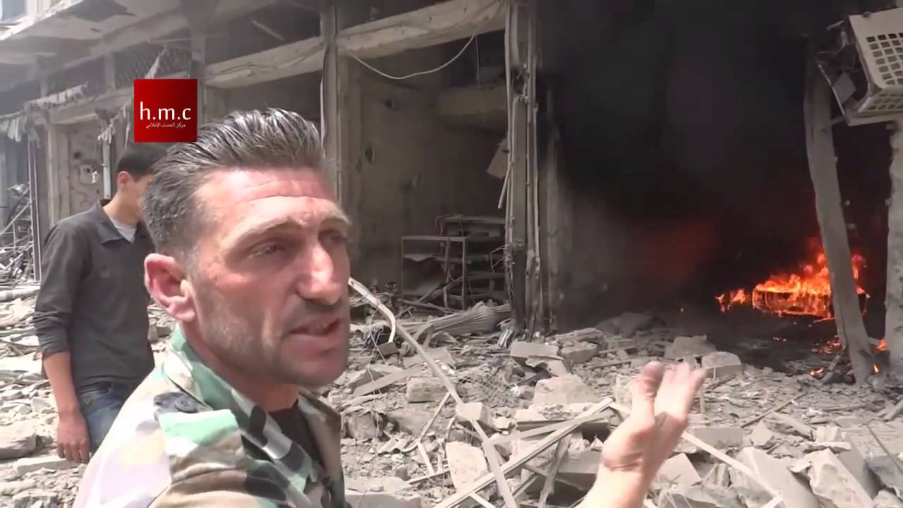 حلب حي القاطرجي دمار و حرائق جراء القصف العنيف بالبراميل المتفجرة 4 6 2014