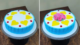 Simple & Easy Pineapple Cake | Mini Heart Cake Design | New Cake Design | Birthday Cake Design