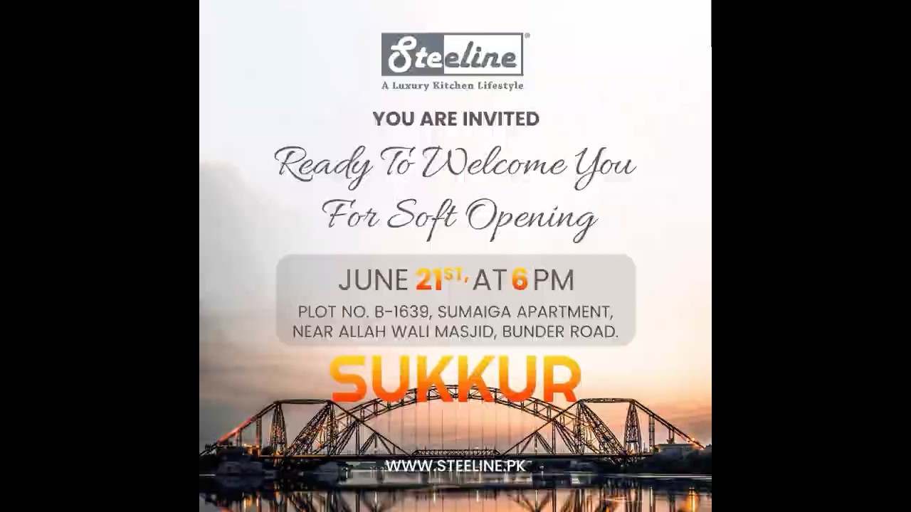 A sneak peek into luxury.
Steeline Sukkur Soft Opening is now open for visitors on 21st June 2026.Also check out our new arrival today at https://steeline.pk/ or VisitSukkur
Bunder Road
Plot no. B-1639, Sumaiga Apartment, Near Allah Wali Masjid, Bunder Road, Sukkur.
Ph: 071-5818041 | 0333-3499391
#Steeline #SoftOpening #21June2026 #Sukkur #PriemiumKitchenAppliances