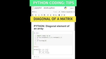PYTHON NUMPY ARRAY| MATRIX IN PYTHON| DIAGONAL ELEMENT OF MATRIX| #youtubeshorts #viral #python