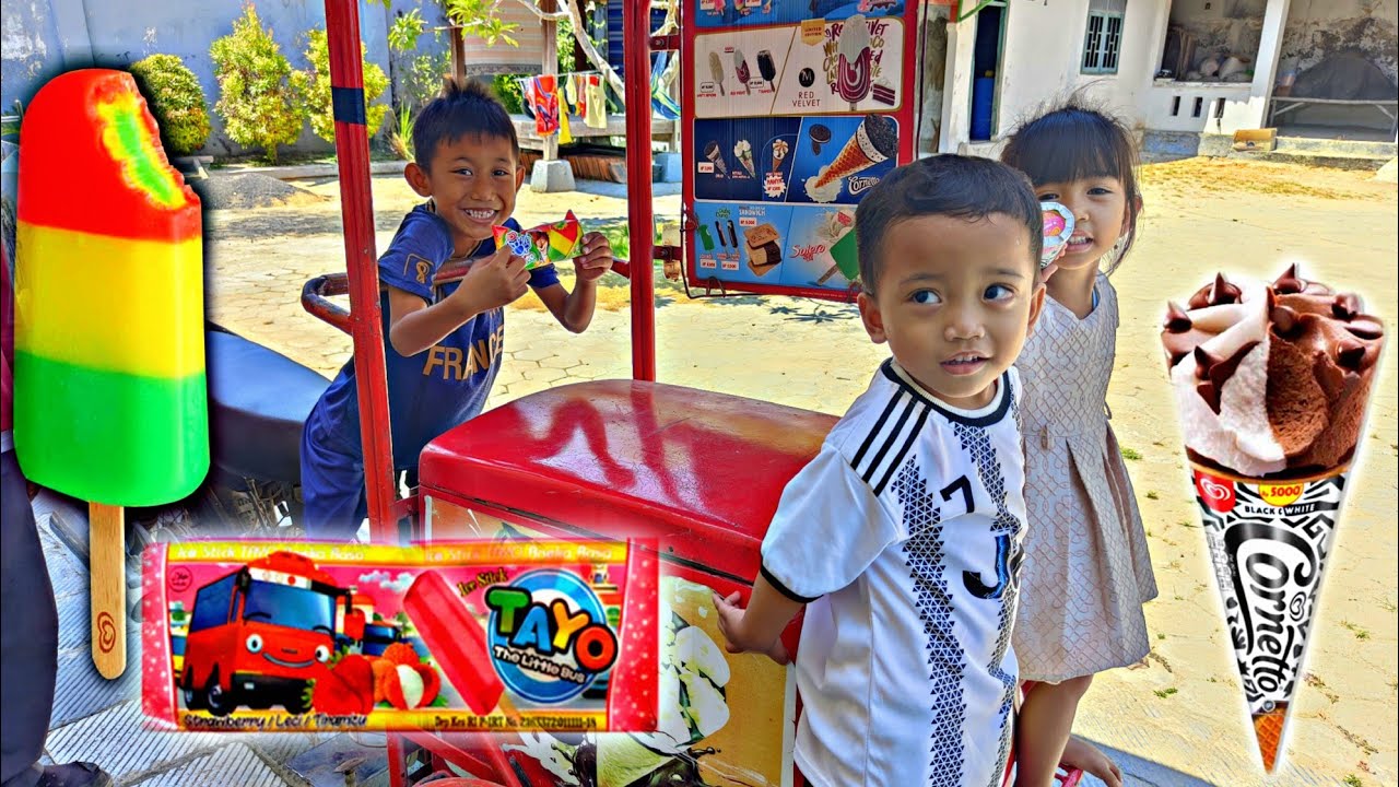 DRAMA BORONG ES KRIM DI DEPAN RUMAH,ES KRIM PADDLE POP TRISCO,CORNETTO BLACK AND WHITE,ES KRIM TAYO